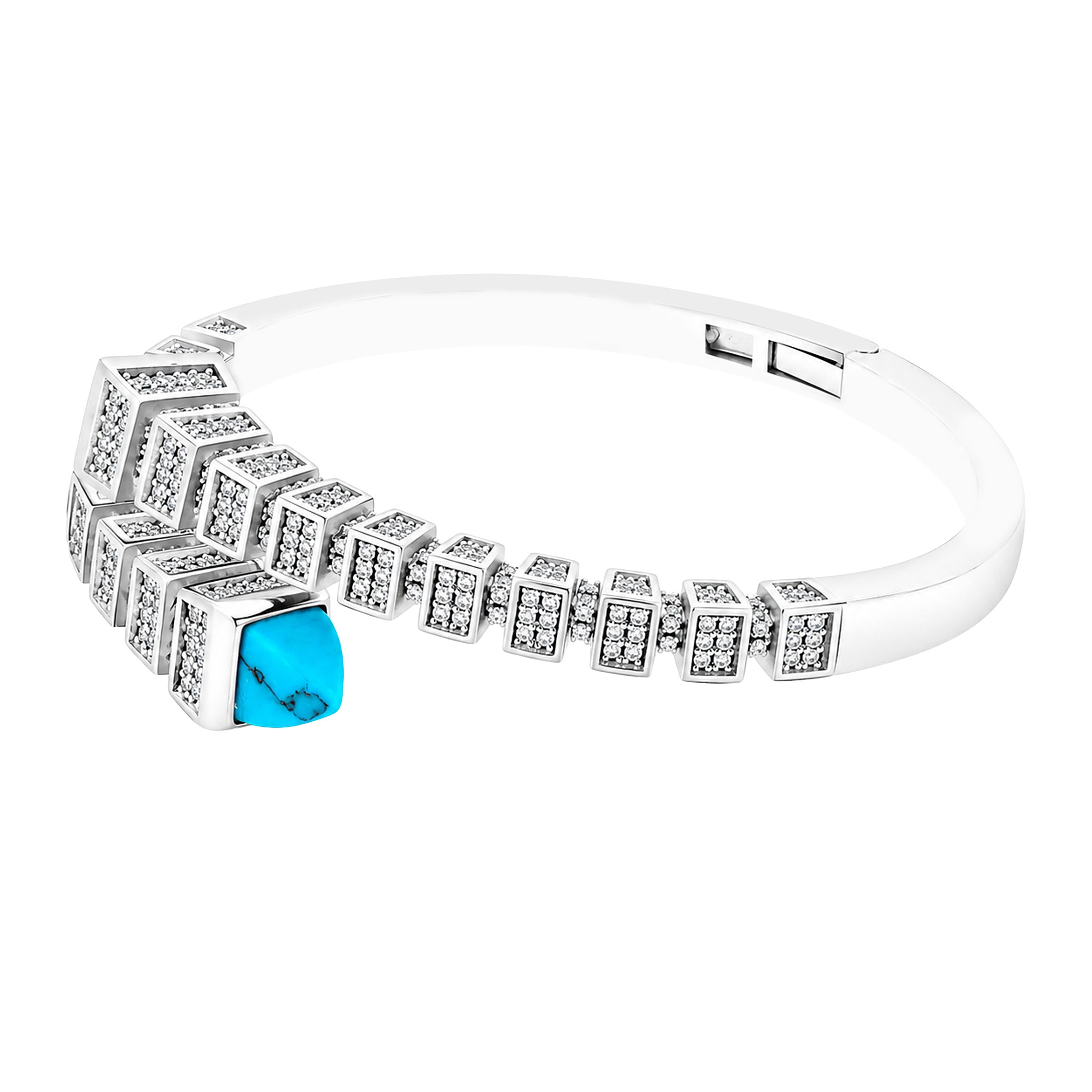 Azure Geometry Sparkle 925 Sterling Silver Kada for Women