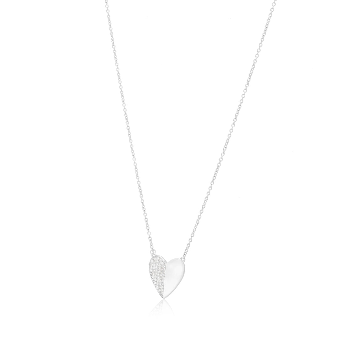 Balanced Love Rhodium 925 Contrast Heart Chain Pendants