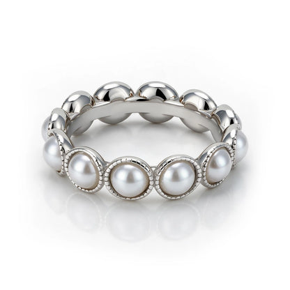 Beaded Freshwater Pearl Eternity Band Ring