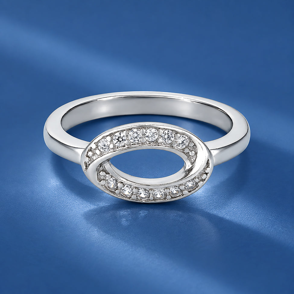 Beautiful Twisted Oval 925 Sterling Silver Ring for Women