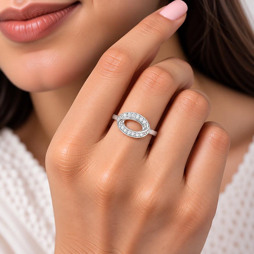 Beautiful Twisted Oval 925 Sterling Silver Ring for Women