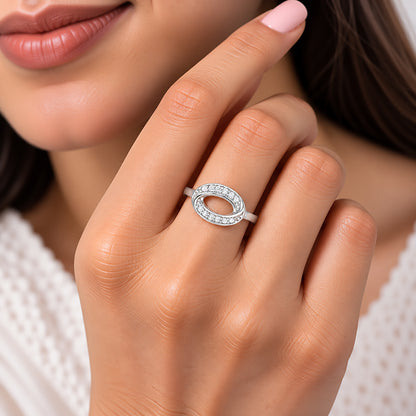 Beautiful Twisted Oval 925 Sterling Silver Ring for Women