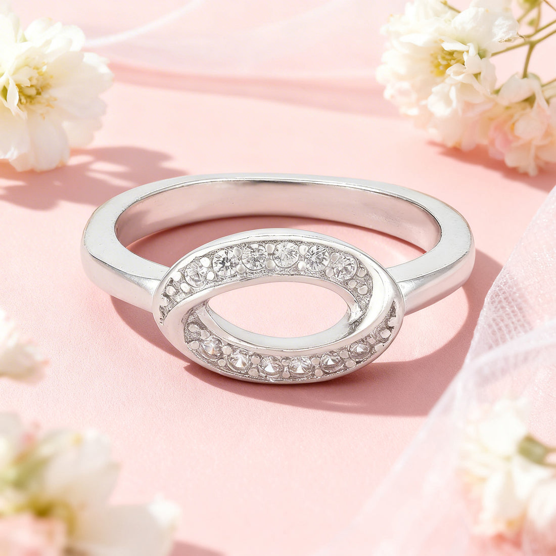 Beautiful Twisted Oval 925 Sterling Silver Ring for Women