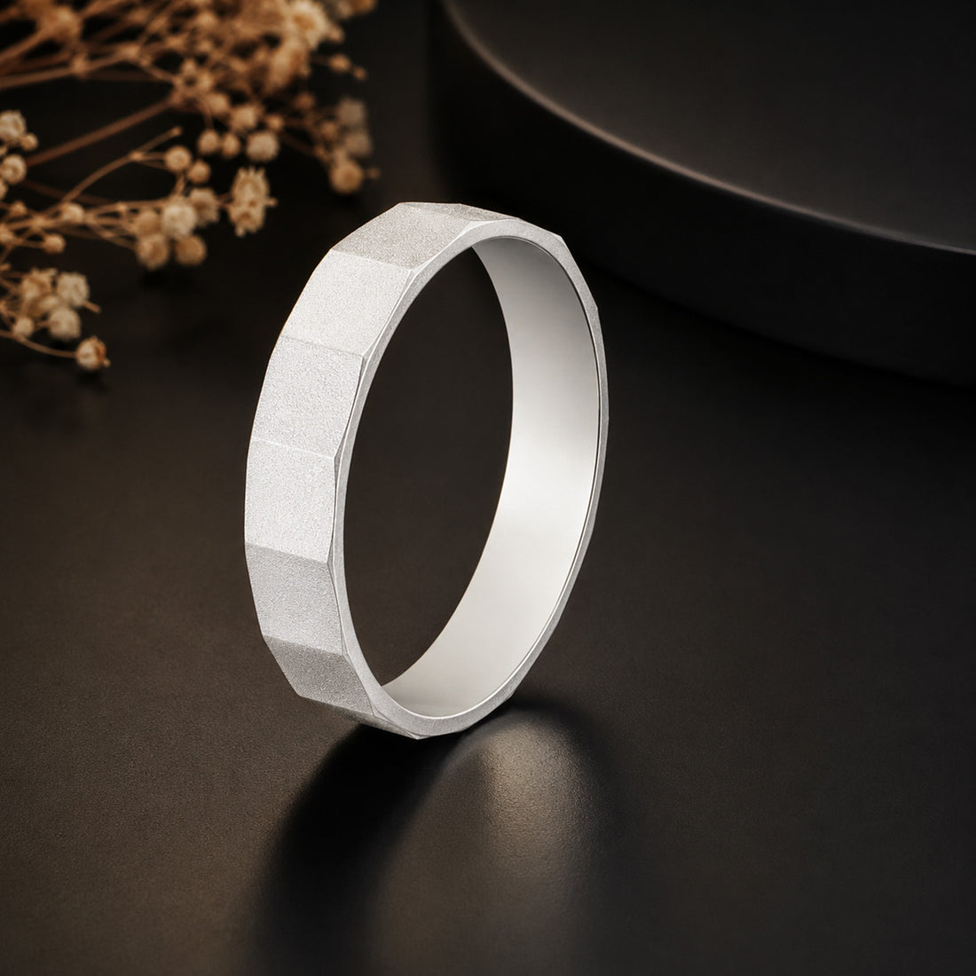 Beveled Edge 925 Sterling Silver Ring For Men