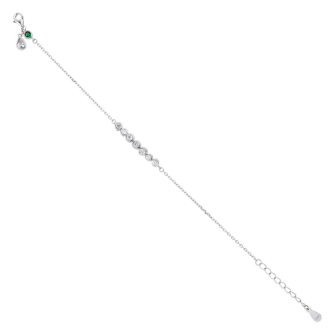 Bezel-Set Stone Silver Bracelet