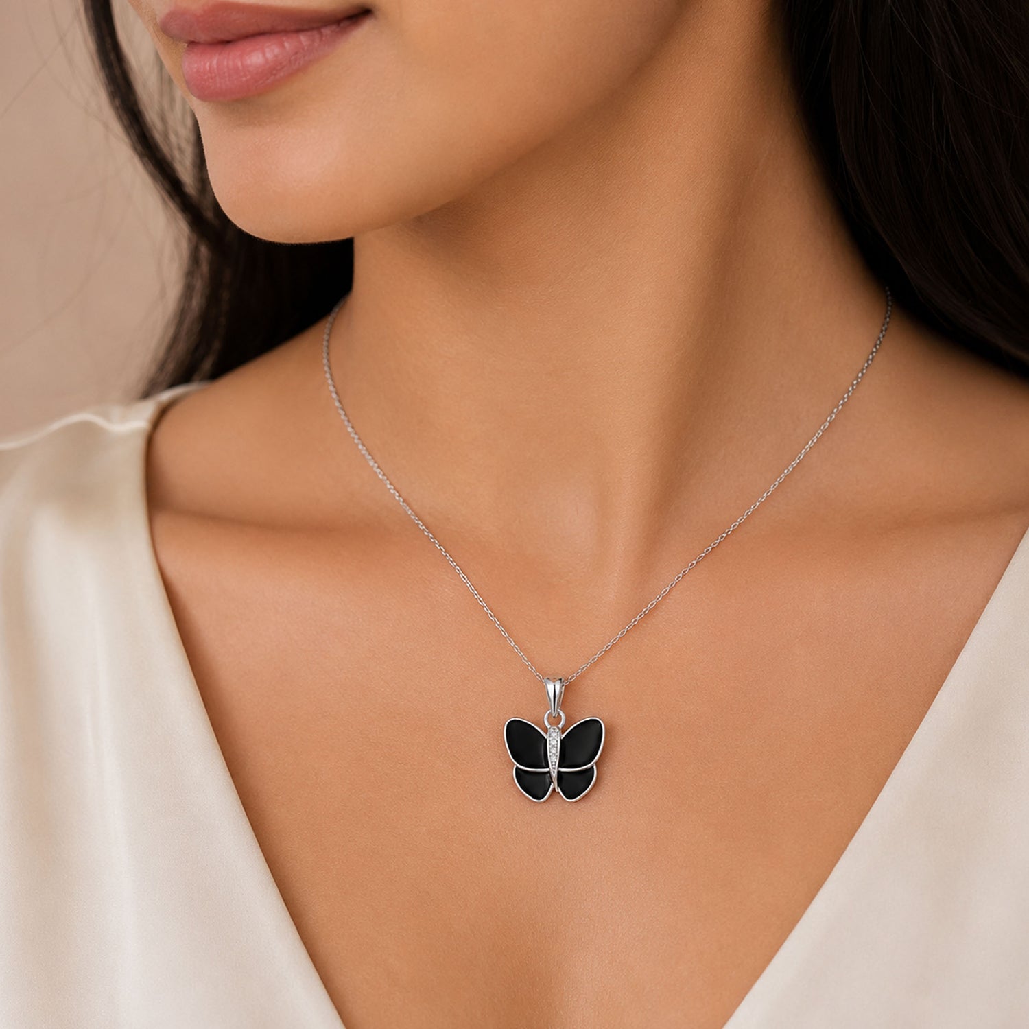 Black Butterfly 925 Sterling Silver Beauty Pendant