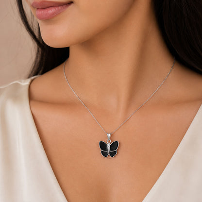 Black Butterfly 925 Sterling Silver Beauty Pendant