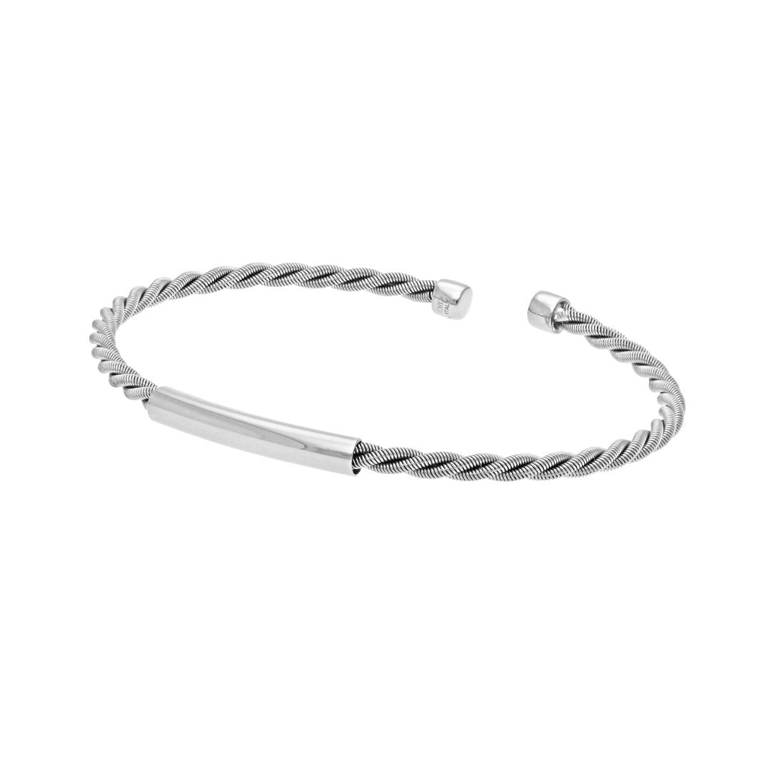 Black Bending Silver Wrist Bracelet