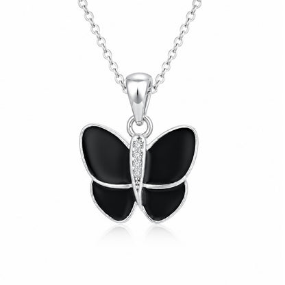 Black Butterfly 925 Sterling Silver Beauty Pendant