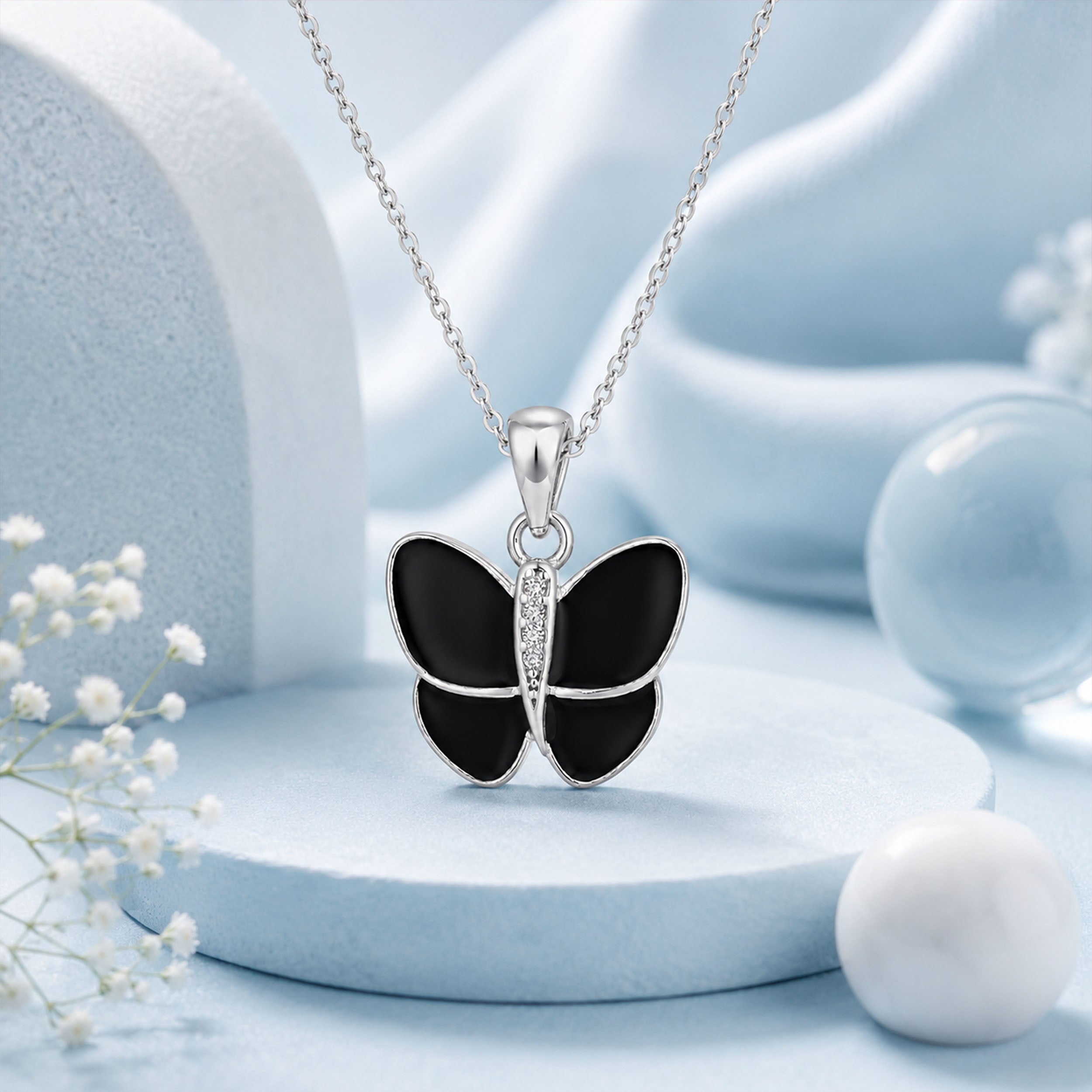 Black Butterfly 925 Sterling Silver Beauty Pendant
