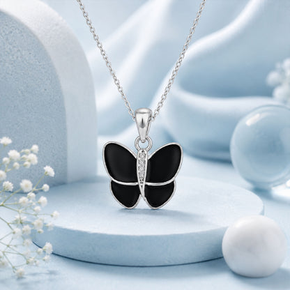 Black Butterfly 925 Sterling Silver Beauty Pendant