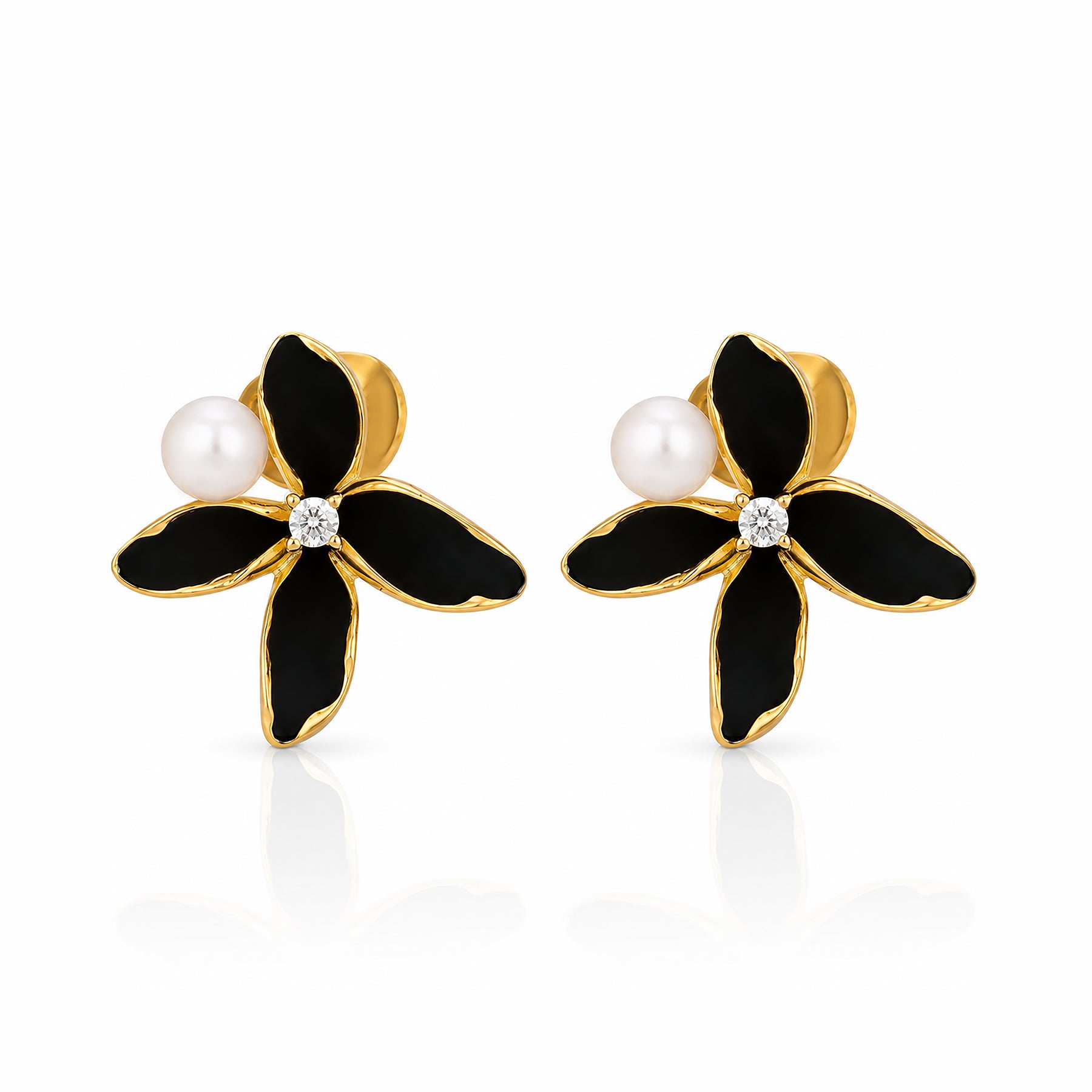 Black Orchid Pearl 925 Sterling Silver Elegant Earrings