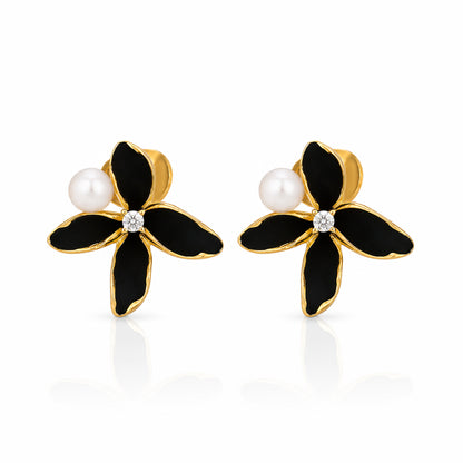 Black Orchid Pearl 925 Sterling Silver Elegant Earrings