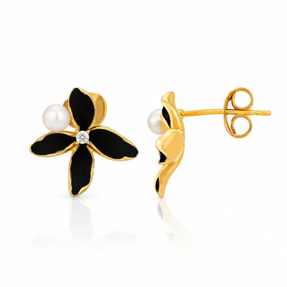 Black Orchid Pearl 925 Sterling Silver Elegant Earrings