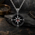 Black Zircon Compass 925 Sterling Silver Pendant