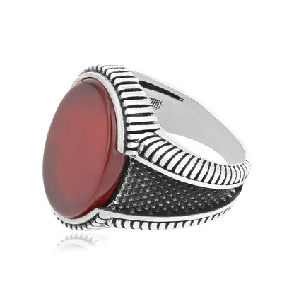 Blaze Red Agate 925 Ring