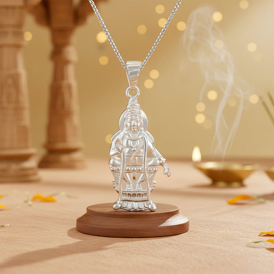 Blessed Temple Ayyappa 925 Sterling Silver Pendant for Men