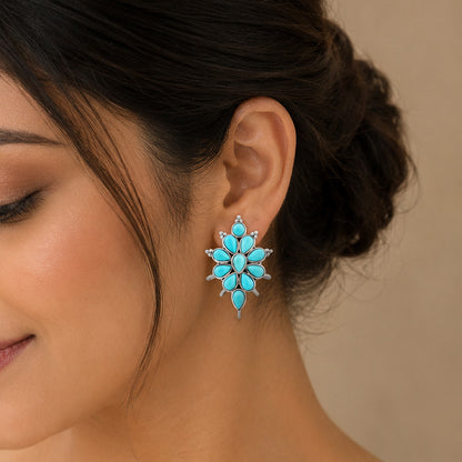 Blooming Turquoise Grace 925 Sterling Silver Premium Earrings
