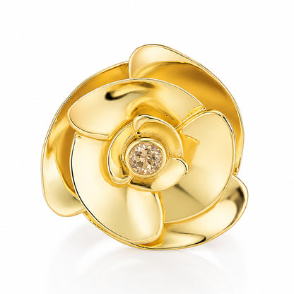 Blooming Gold Petal 925 Sterling Silver Designer Ring