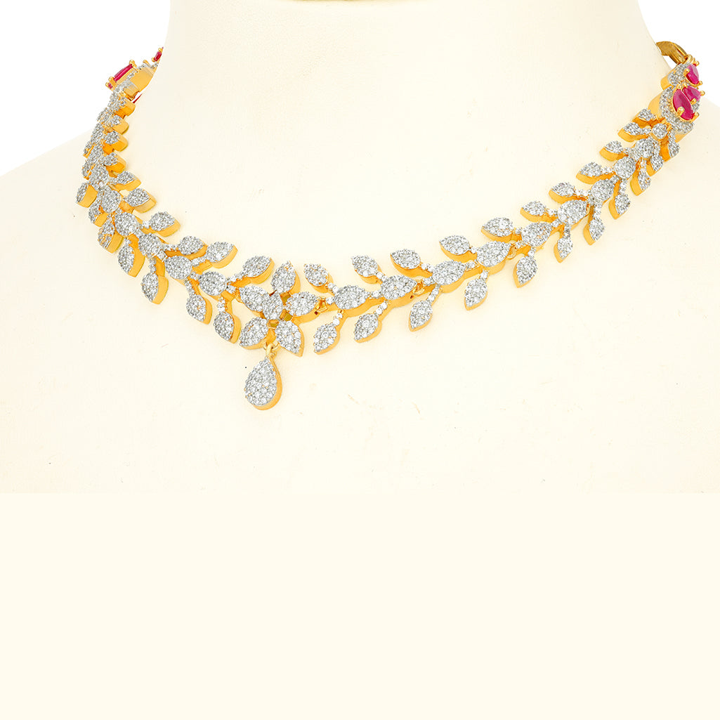 Blooming Leaf Cascade Elegance 925 Sterling Silver Necklace for Women