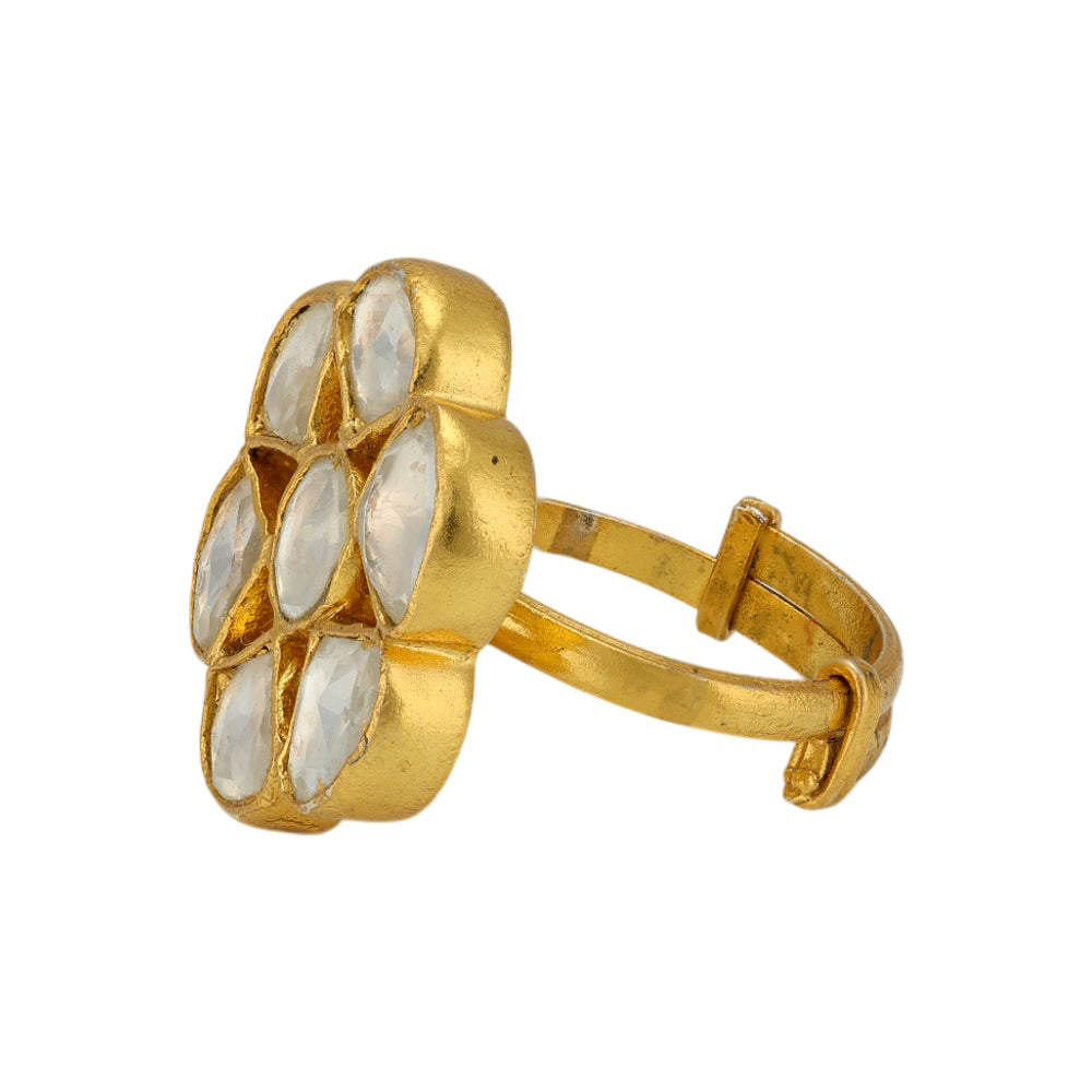 Blossom Polki 925 Gold Plated RIngs