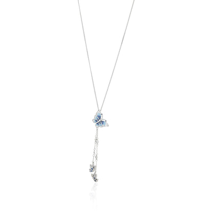 Blue Butterfly Cascading Silver Pendant