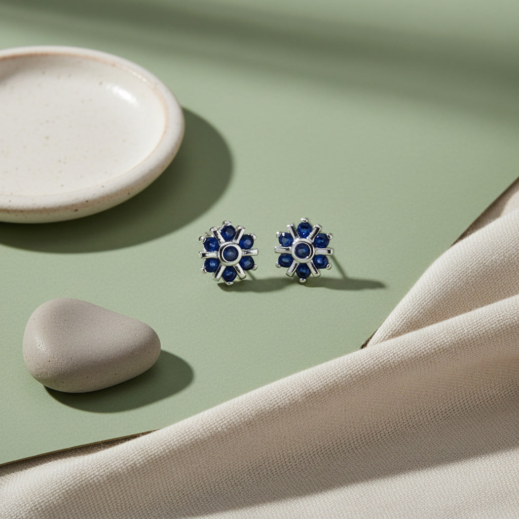 BlueStone Floral Elegance 925 Sterling Silver Stud Earrings for Women