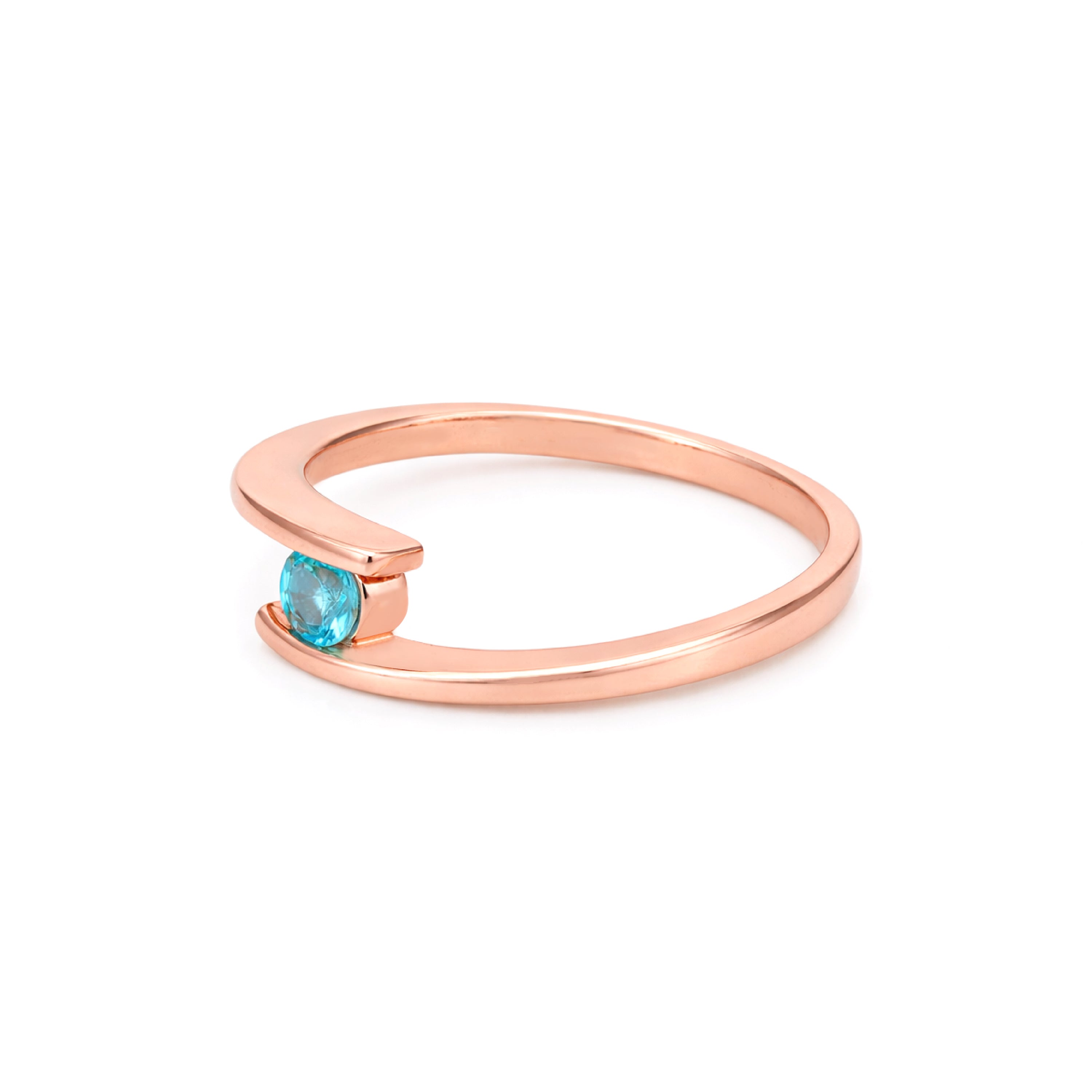 Blue Topaz Embrace 925 Sterling Silver Rose Gold Ring for Women