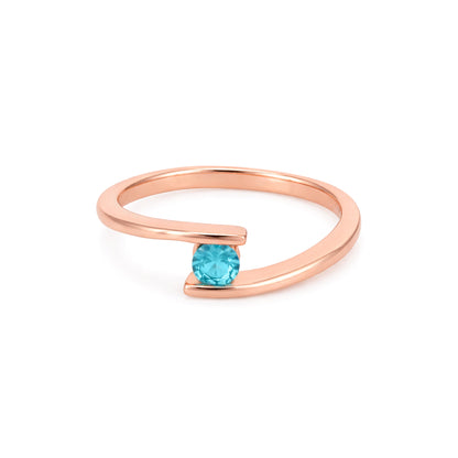 Blue Topaz Embrace 925 Sterling Silver Rose Gold Ring for Women
