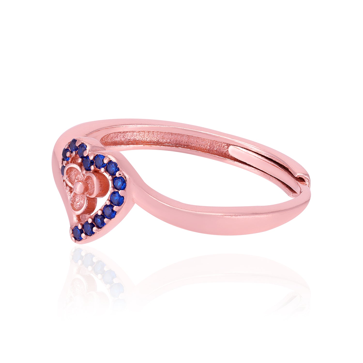 Blue Blossom Heart 925 Rose Gold Plated Rings