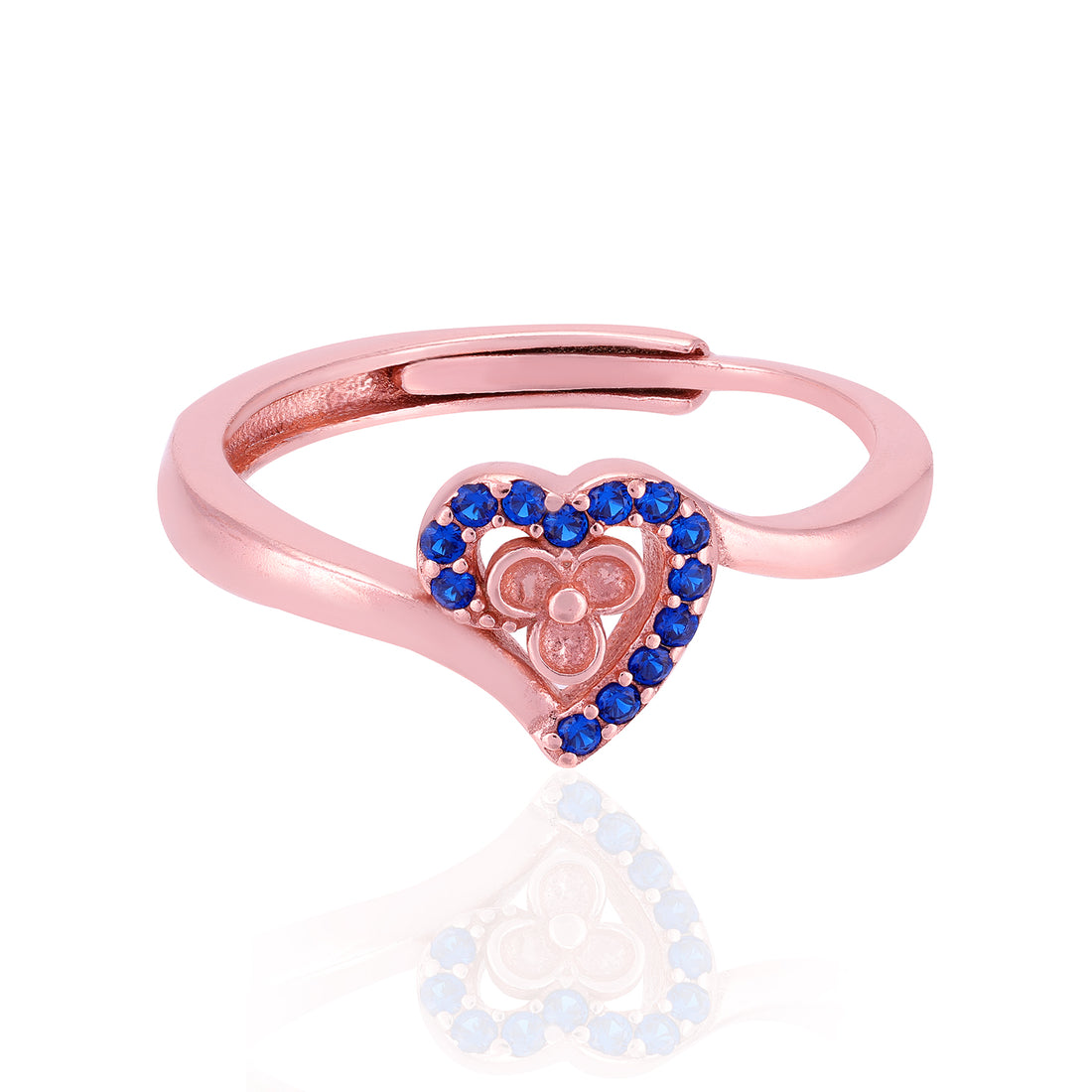 Blue Blossom Heart 925 Rose Gold Plated Rings