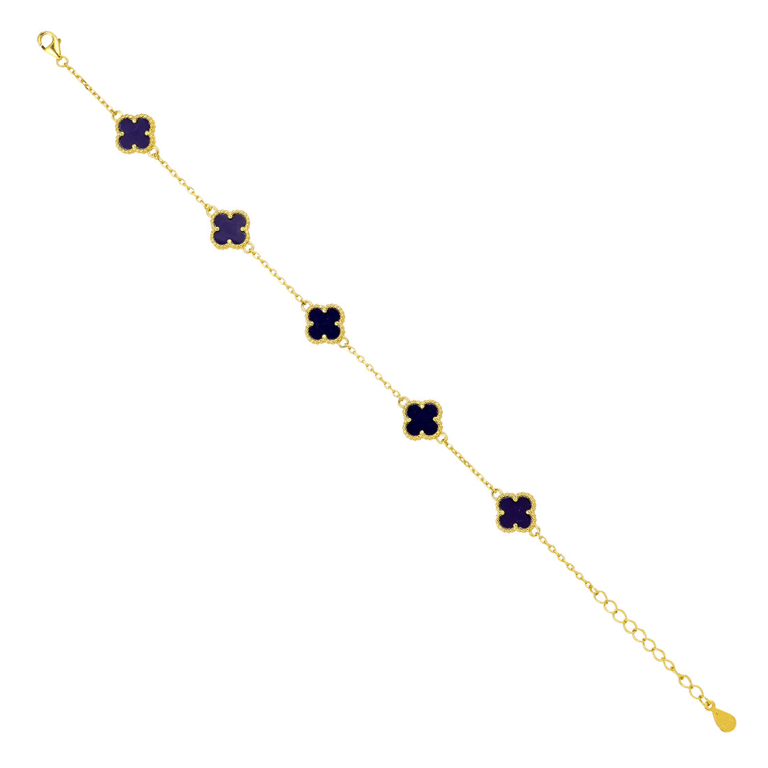 Blue Enamel Clover Silver Bracelet