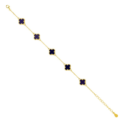 Blue Enamel Clover Silver Bracelet