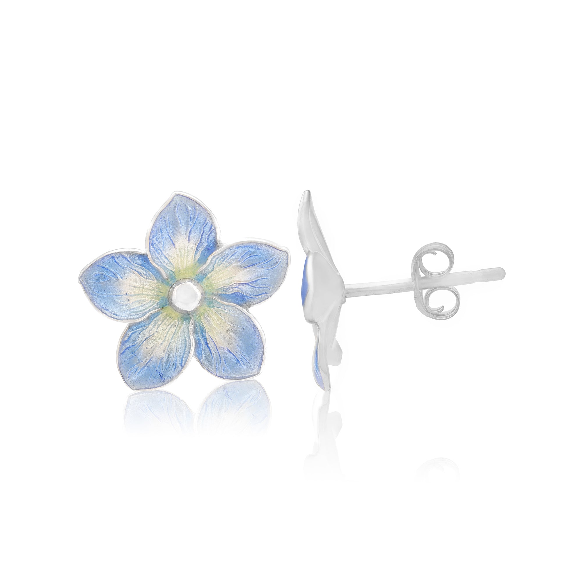 Blue Flax Fleur 925 Rhodium Plated Studs