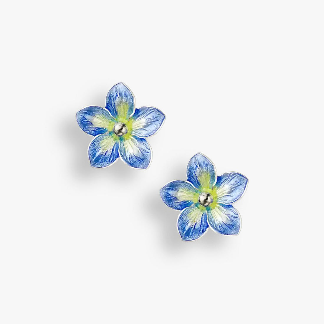 Blue Flax Fleur Rhodium 925 Studs