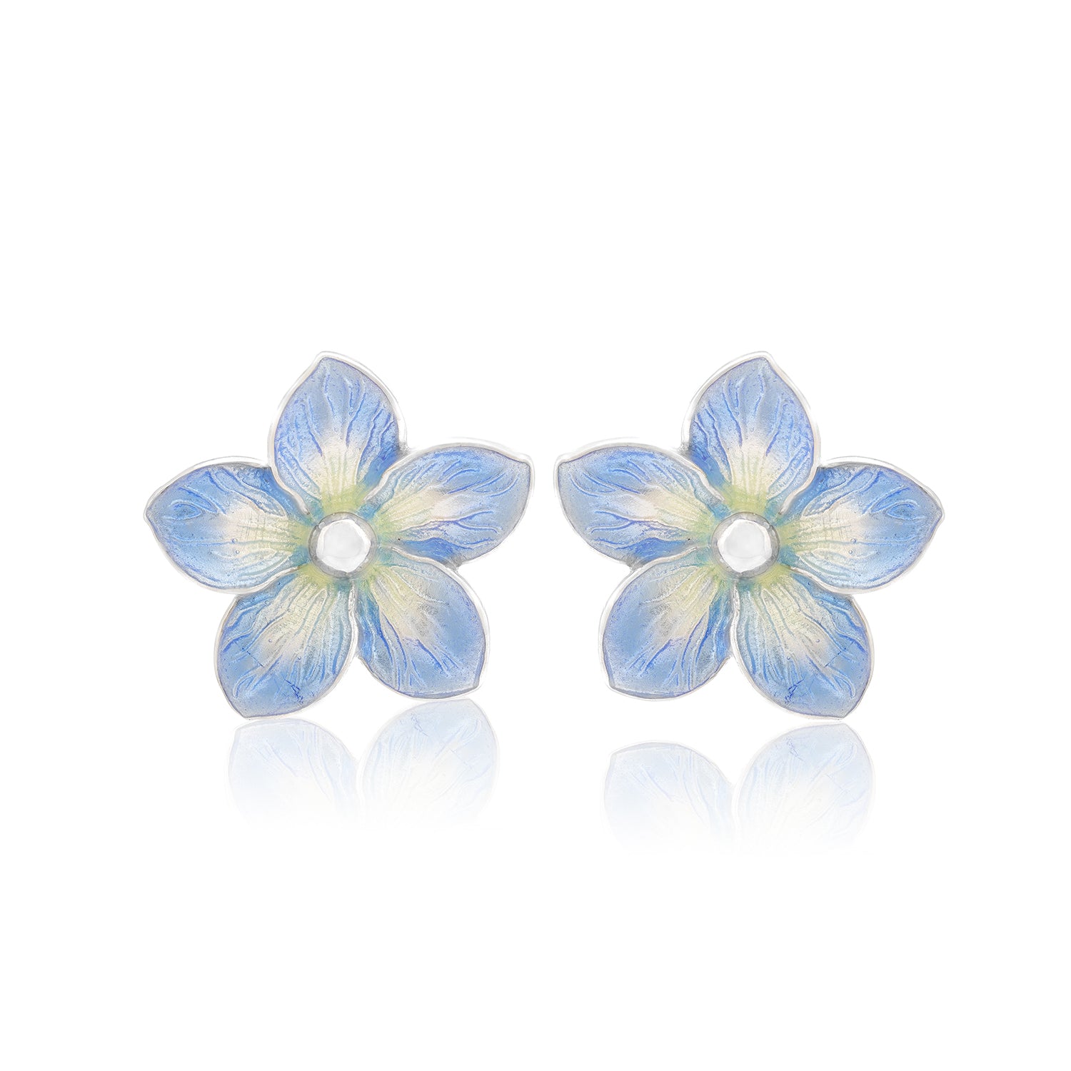 Blue Flax Fleur Rhodium Plated 925 Studs