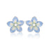 Blue Flax Fleur Rhodium Plated 925 Studs