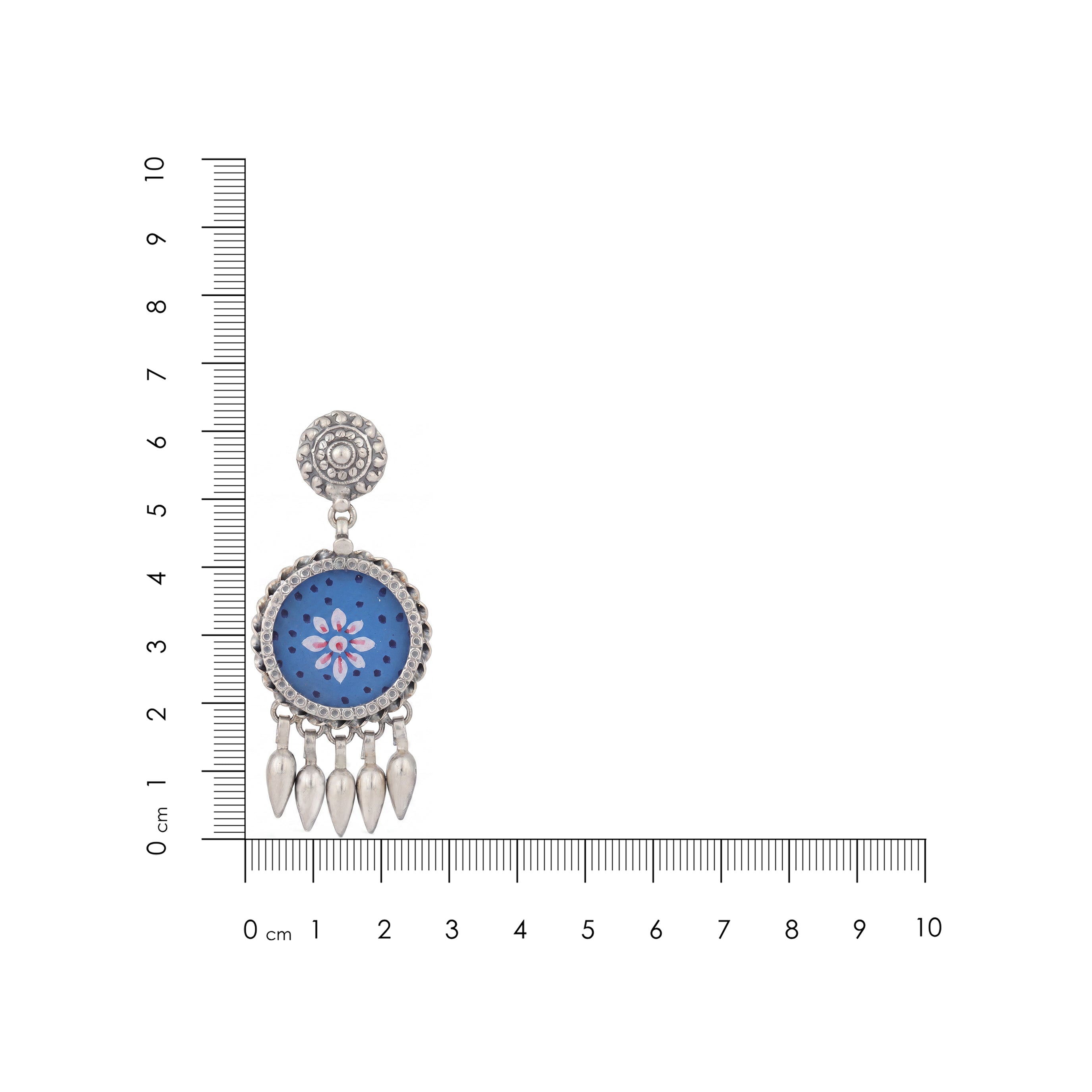 Blue Floral Golden Dangle 925 Sterling Silver Earring