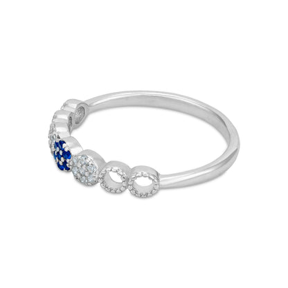 Blue Floral Accent 925 Sterling Silver Ring for Women