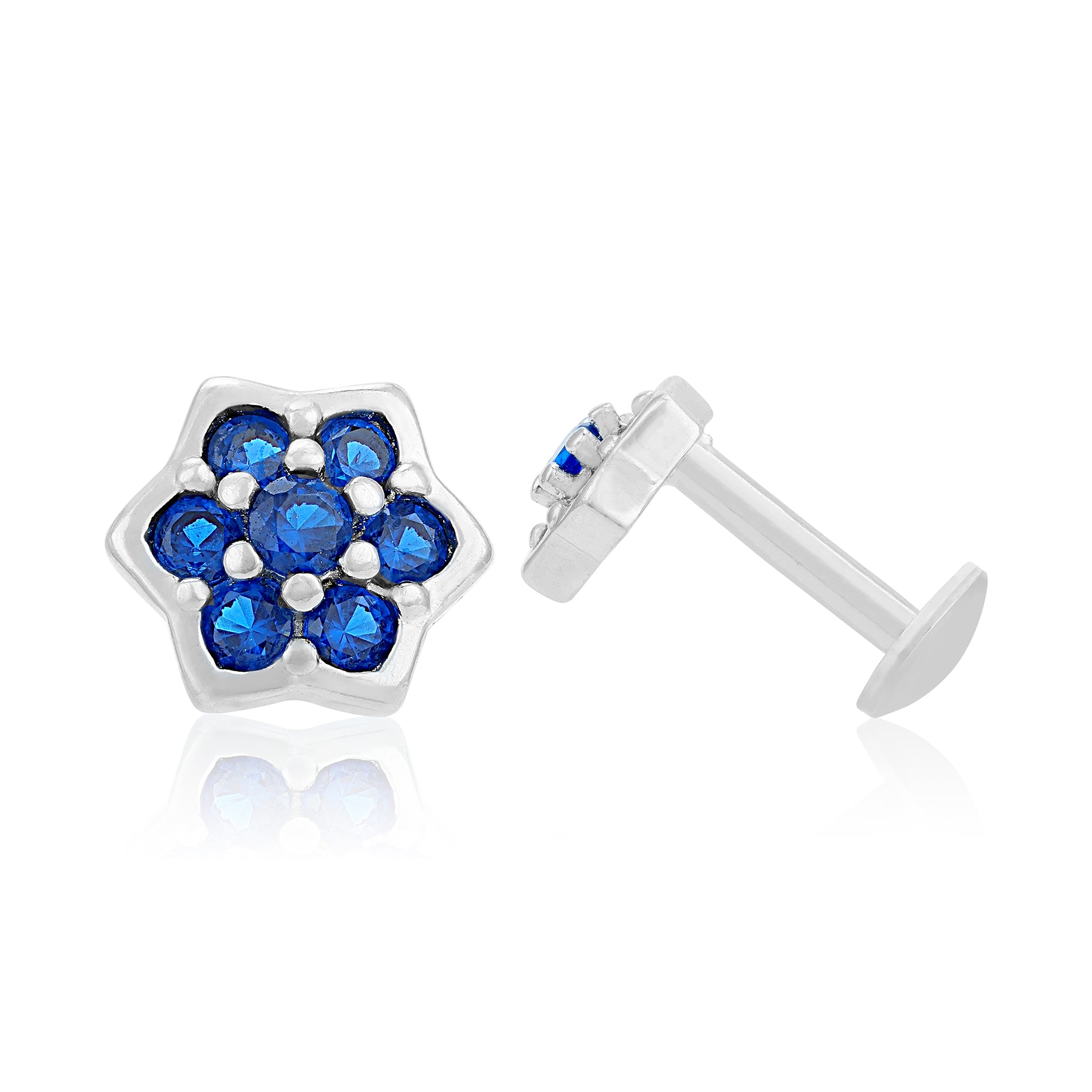 Blue Floral Beauty 925 Sterling Silver Stud for Women