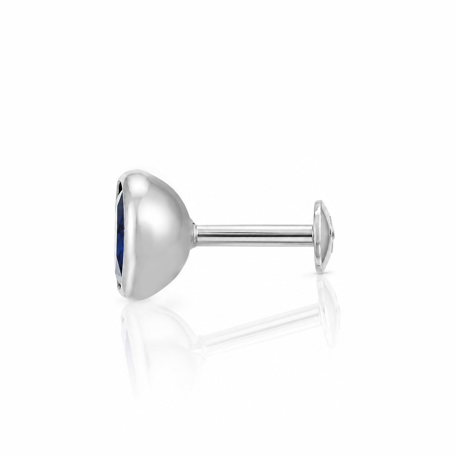 Blue Gemstone Bezel Silver Nosepin