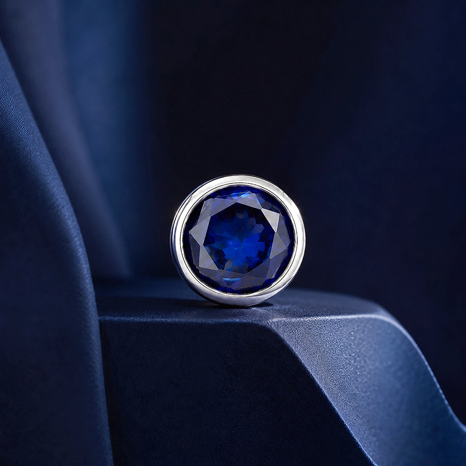 Blue Gemstone Bezel Silver Nosepin