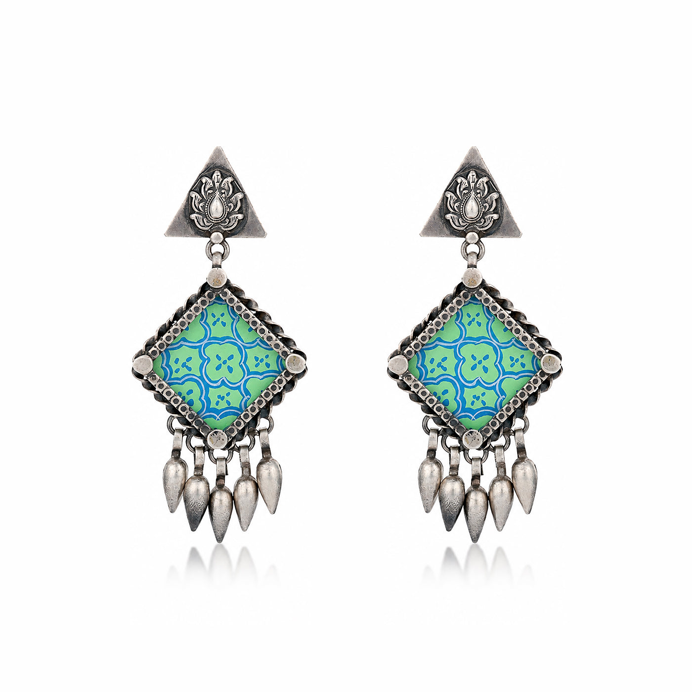 Blue Heritage Charm 925 Sterling Silver Designer Earring