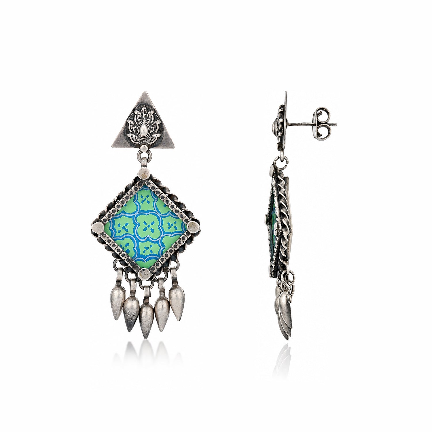 Blue Heritage Charm 925 Sterling Silver Designer Earring