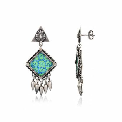 Blue Heritage Charm 925 Sterling Silver Designer Earring