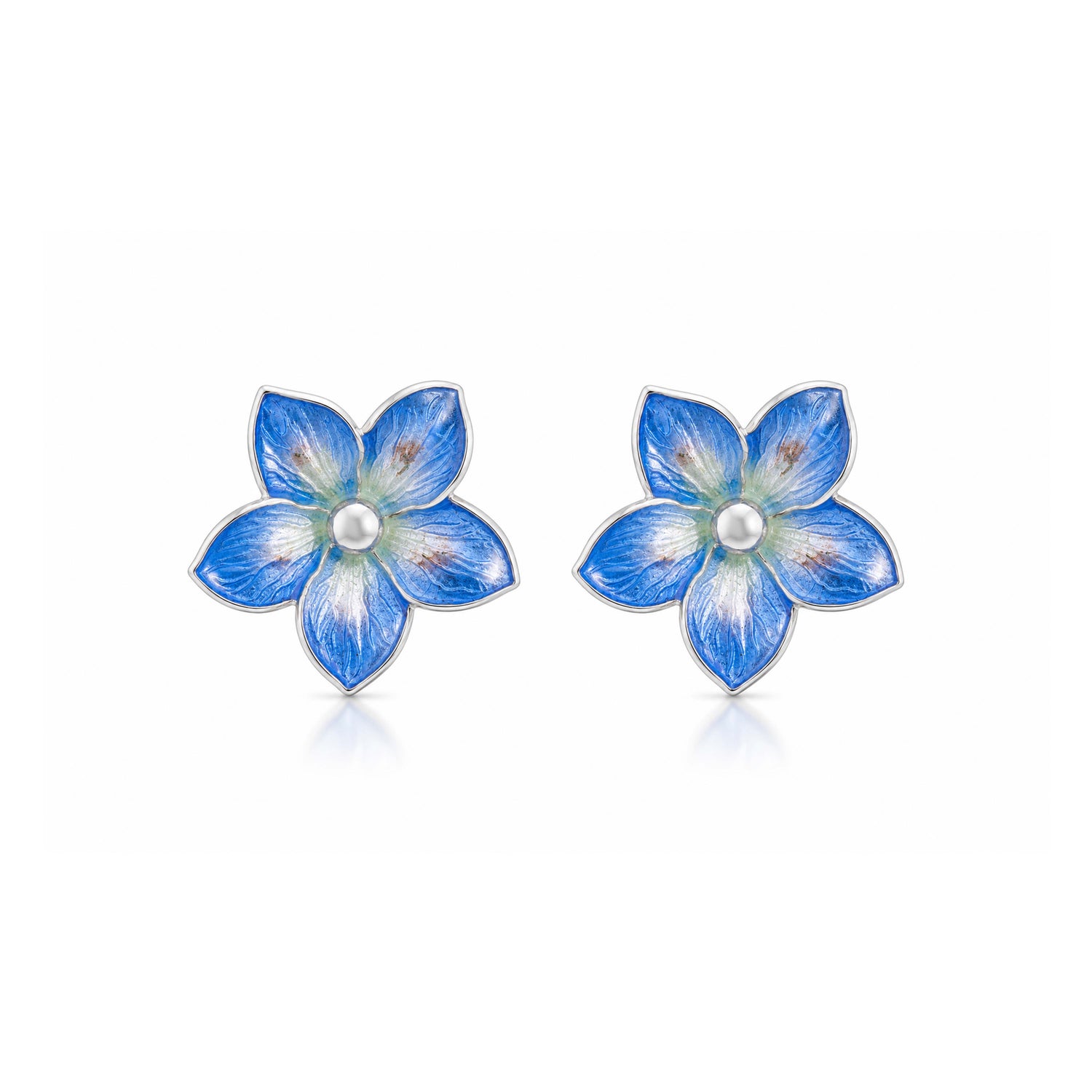 Blue Meadow Blossom 925 Sterling Silver Statement Earrings