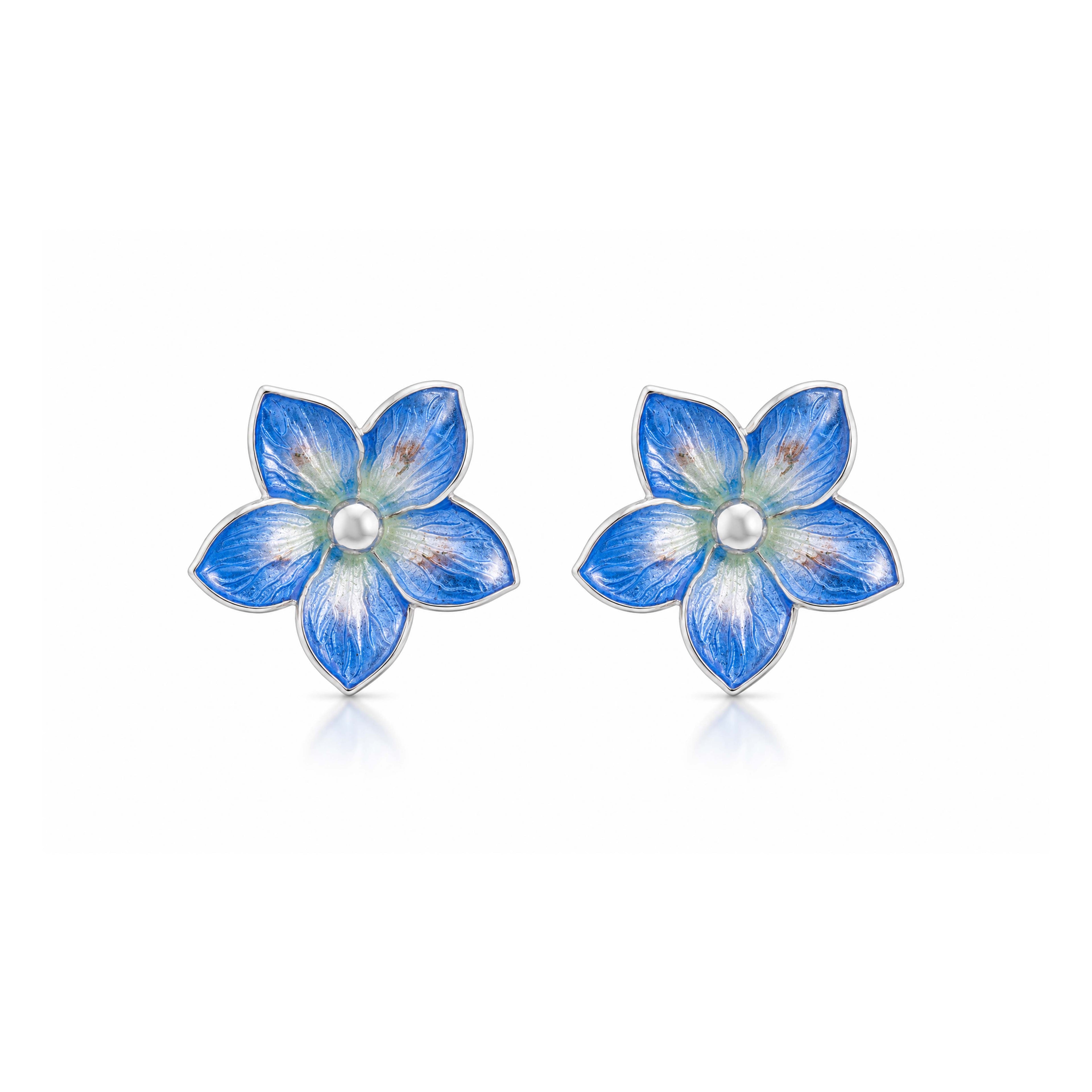 Blue Meadow Blossom 925 Sterling Silver Statement Earrings