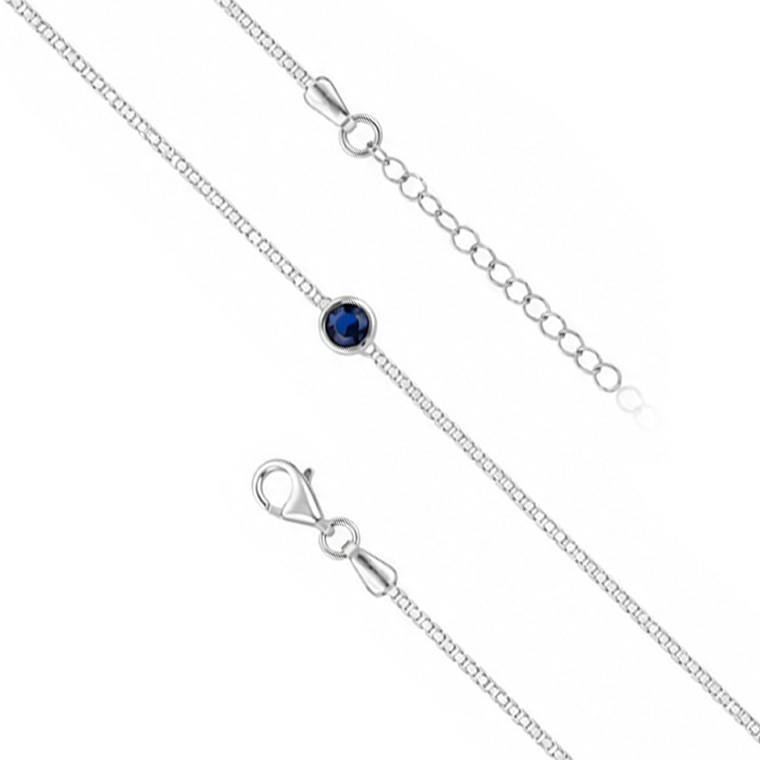 Blue Sapphire Solitaire Bracelet in Sterling Silver