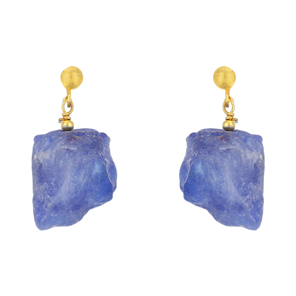 Blue Tanzanite Drop 925 Gold Plated Earrings