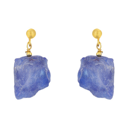 Blue Tanzanite Drop 925 Gold Plated Earrings